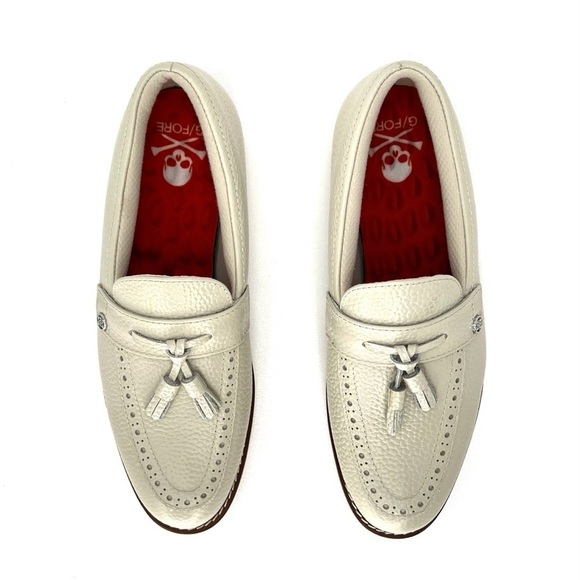 New G/FORE Womens Golf Shoes Size 7 Leather Loafers Tassel Brogue Cruiser Stone - Picture 9 of 10